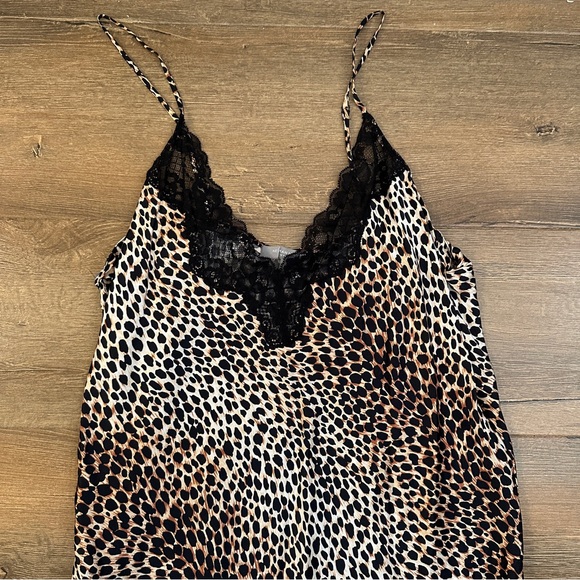Neiman Marcus Silk & Lace Lingerie Slip Dress Leopard Cheetah Print Size Large - Picture 2 of 9